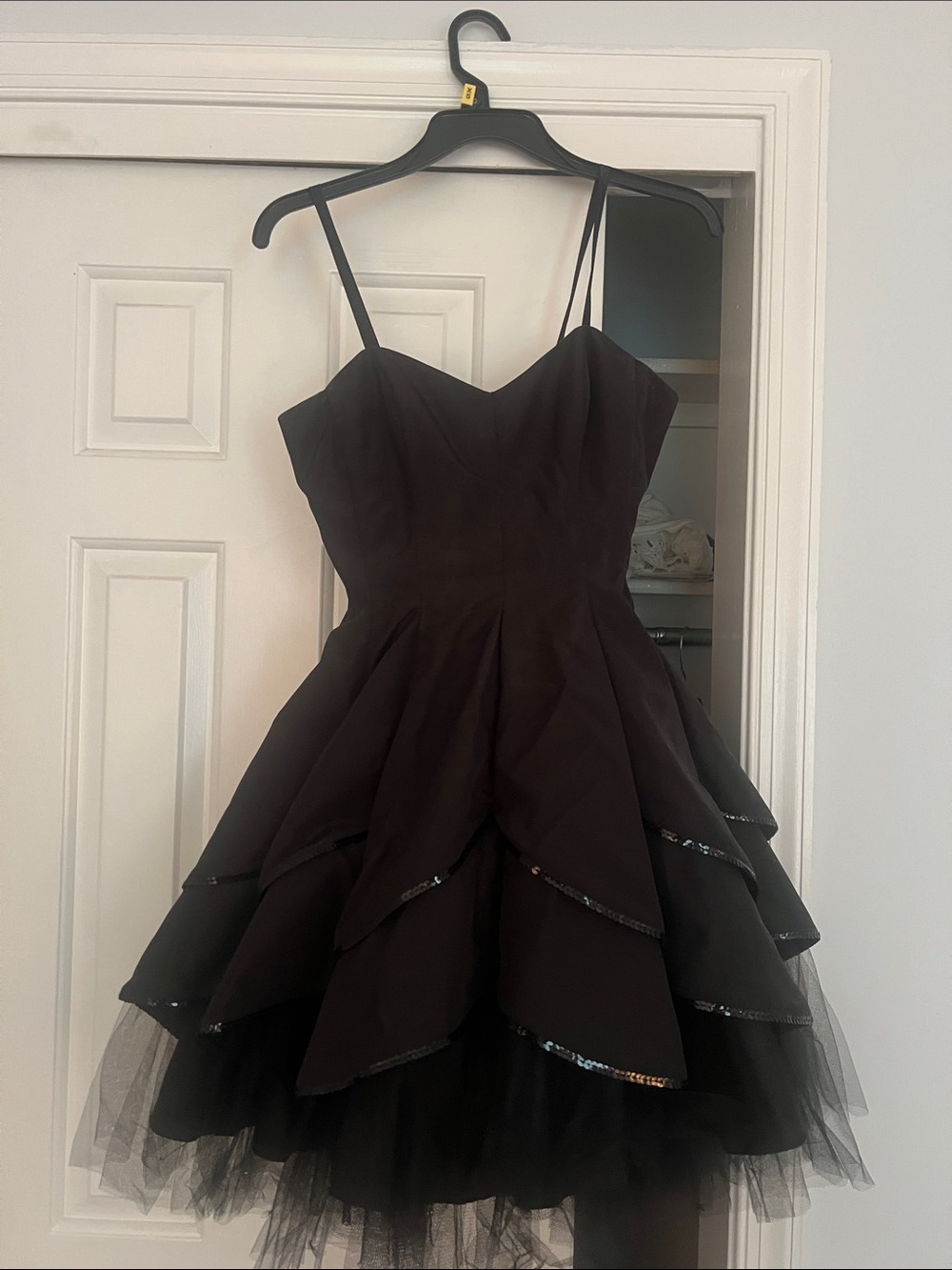 Morgan & Co. Black Tiered Tulle Cocktail Dress